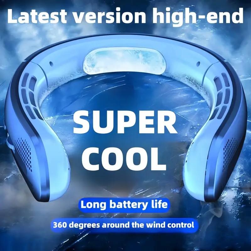 1pc ABUDODO Portable Neck Fan USB Rechargeable Mini Cooling Fanwith Digital Display, Adjustable Speed & Super Ice Function