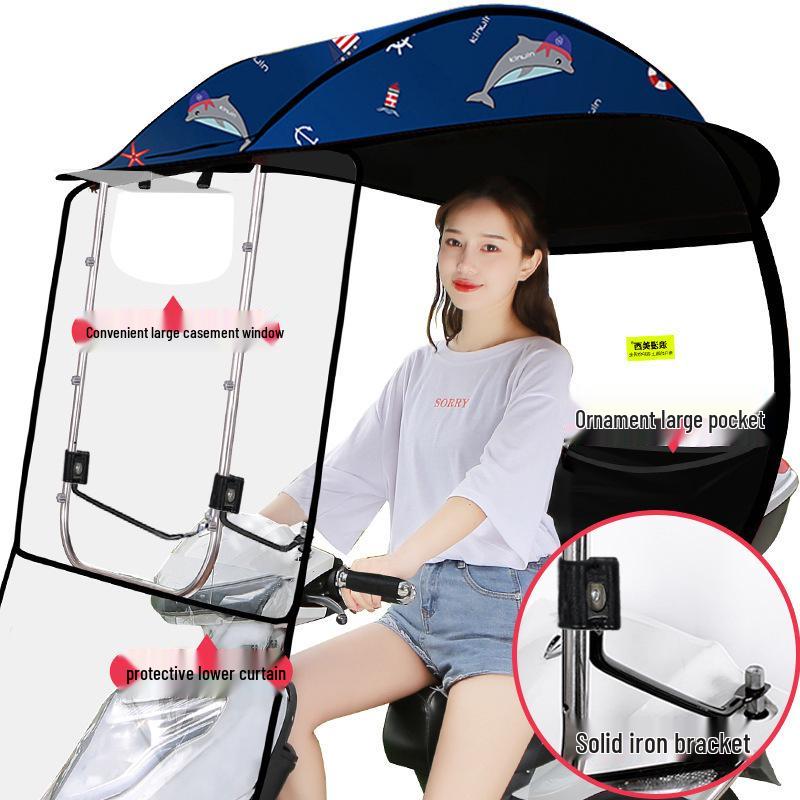 Enhanced Electric Motorcycle Canopy: Rainproof, Removable, and Windproof Umbrella