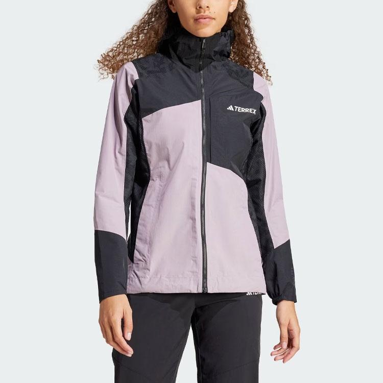 Adidas Waterproof And Rainproof Windbreaker Jacket Women's Gray Purple IP1495