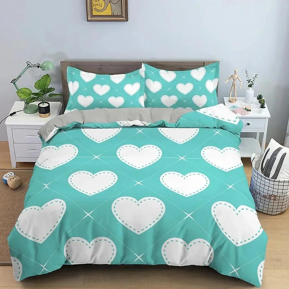 

Love Heart Valentine s Day Bedding Set Duvet Cover Sheet Printed Bed Set Pillowcase Bed Full Queen King Size Comforter Bedroom 135x200cm