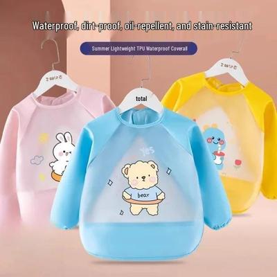 Waterproof Long-Sleeve Baby Bib: Stain-Resistant, Reversible Smock for Spring & Autumn