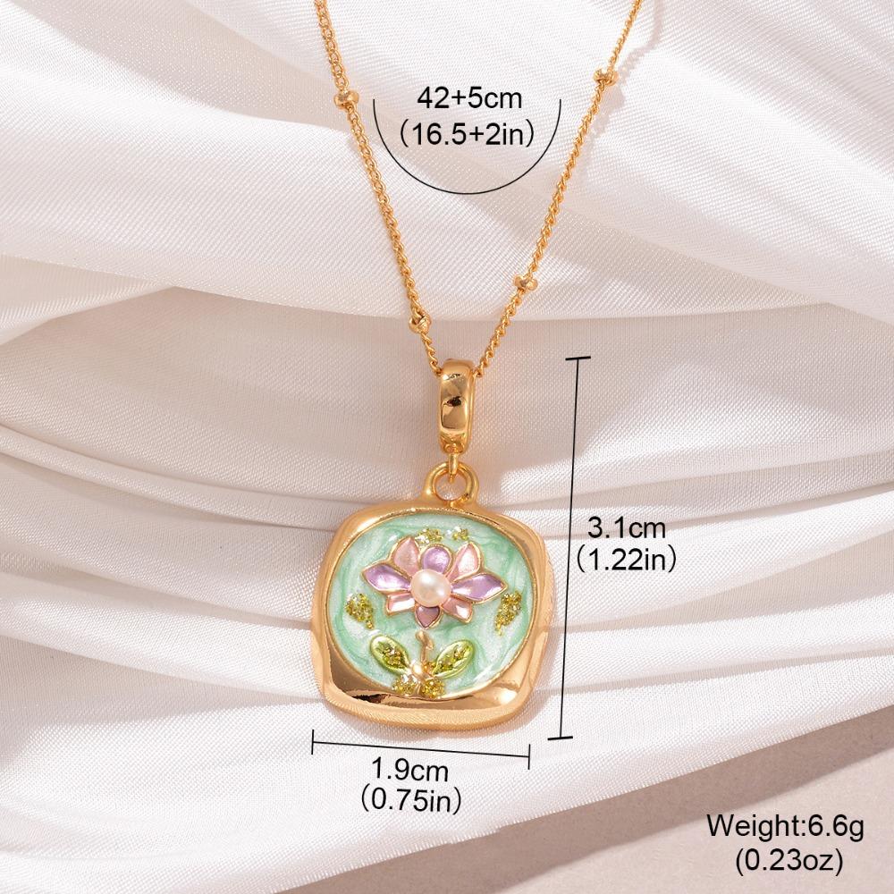 Oil Painting Chinese Style Necklace Fairy Luxury Choker Temperament Pearl Flower Necklace  Women