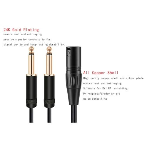 Luxferre XLR to 6.3mm Converter, XLR to 6.35mm, XLR to TS Cable, 1M XLR to 6.35mm Cable, XLR Phone Converter Extension Cord, Compatible with Microphon