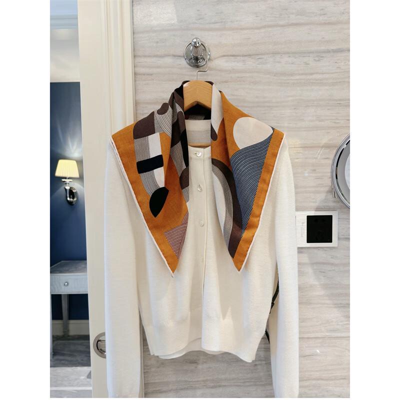 NINA SOLOR Silk Wool Scarf with Little Horse Design