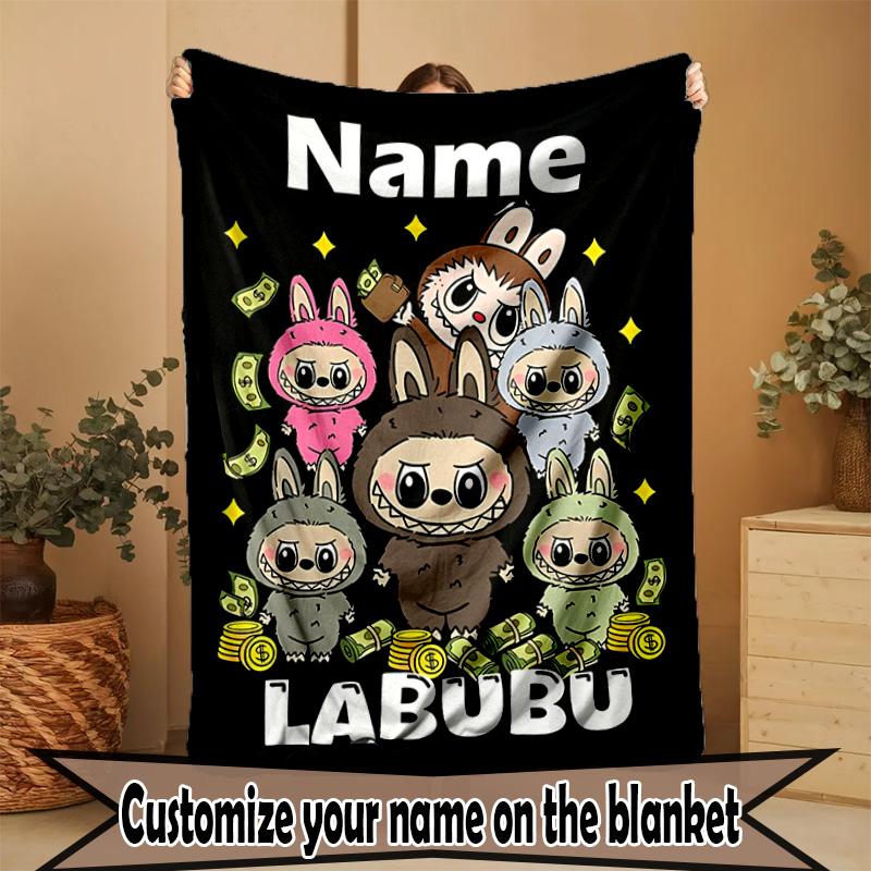 Custom Name Personalized Labubu Print Blanket, Home Decor, Bedroom, Sofa, Camping, Couch, Gifts for Birthday ChristmasEnthusiasts