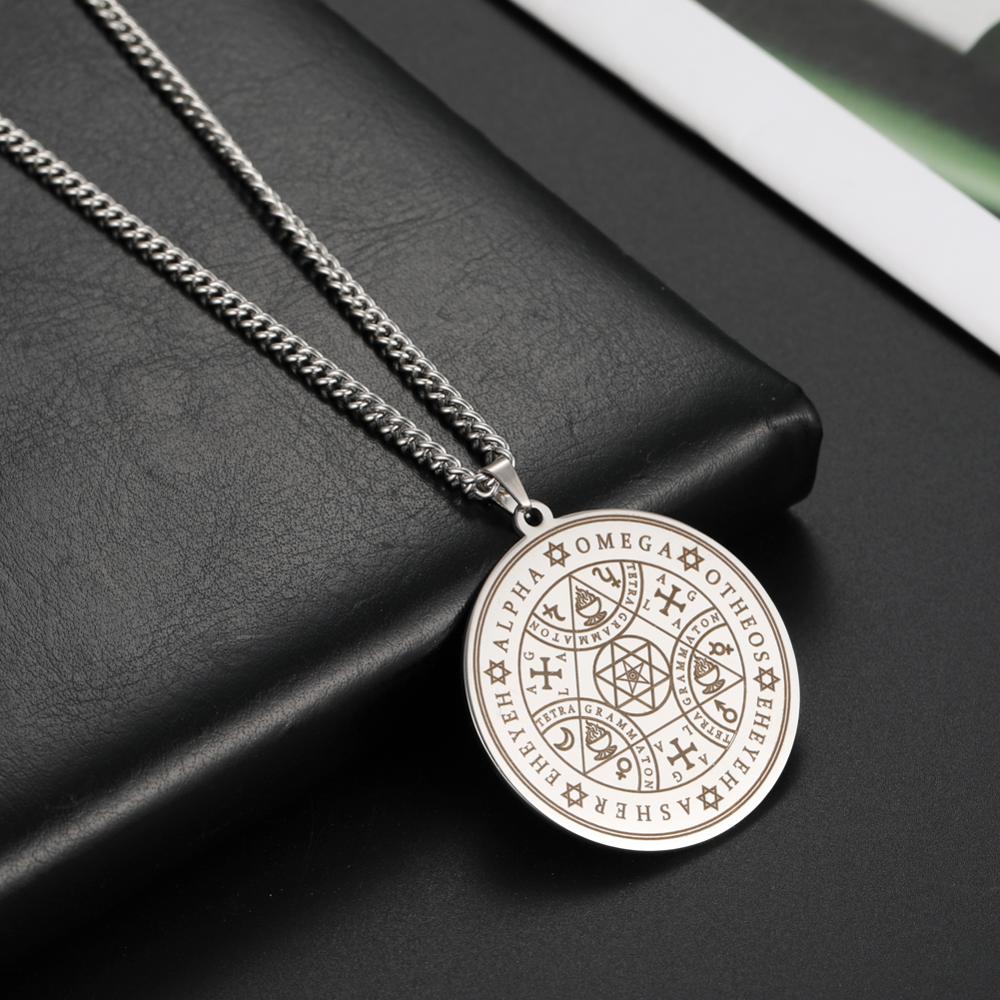 Tetragrammaton Amulet Pendant Necklace Enochian Angel Magic Amulet Alpha Otheos Eheyeh  AGLA Amulet Talisman Necklace Accessories