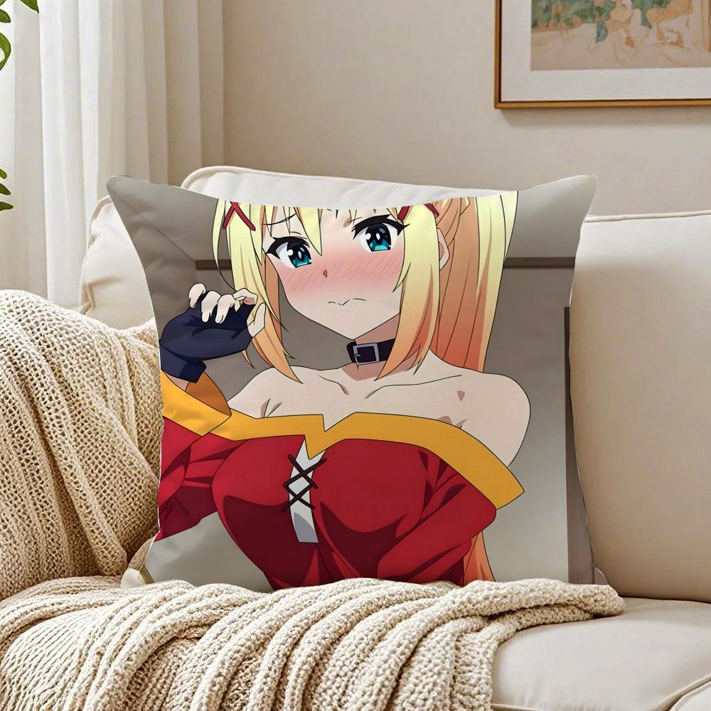 Anime ComedyFantasy KKonosuba Cushion Cover Pillowcase Antidustmite living Room Sofa Decor Cushion Room