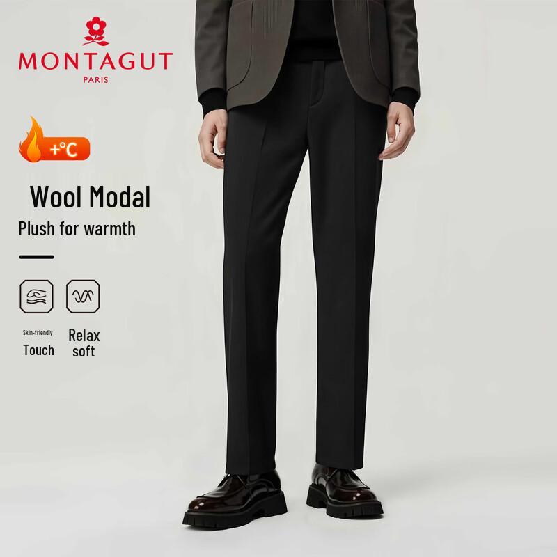 

MONTAGUT Men s Winter Wool Blend Straight-Leg Casual Trousers 33