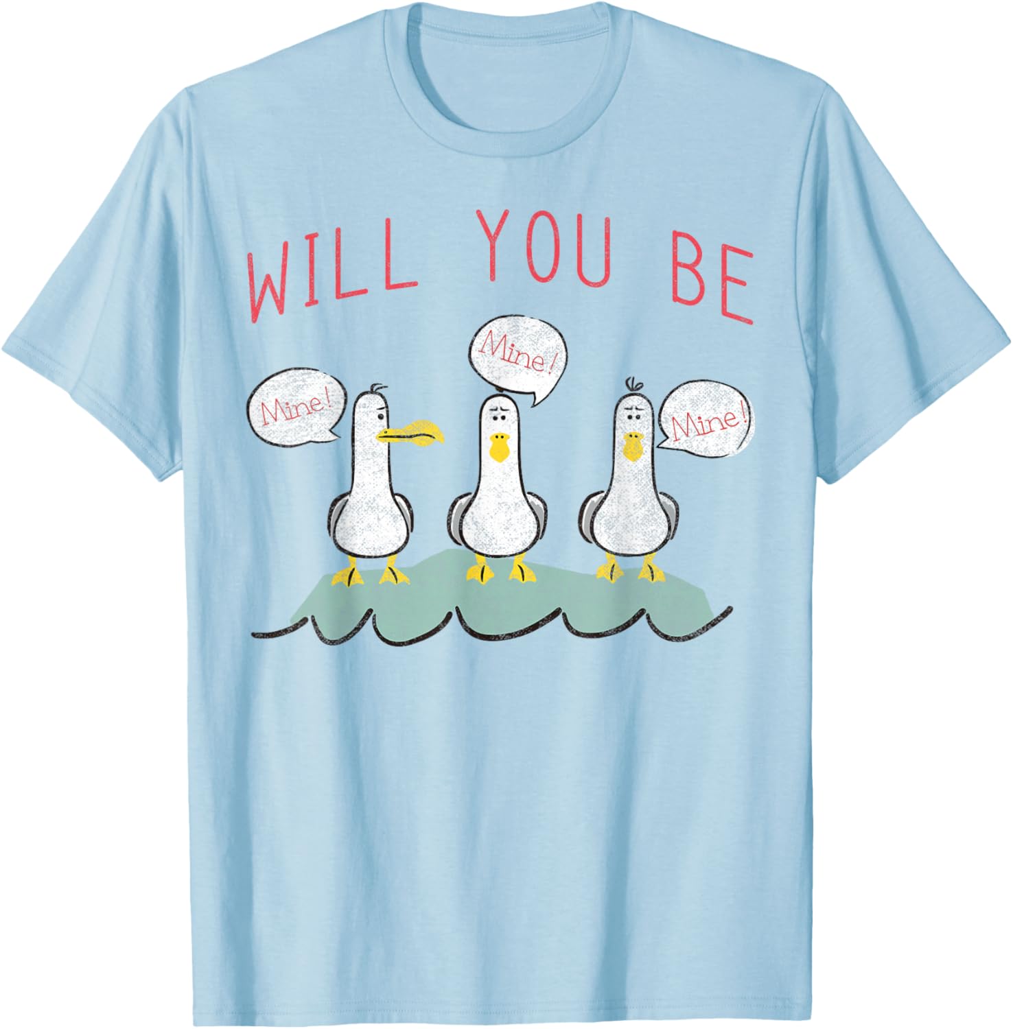 Seagulls Will You Be Mine Funny Valentine Graphic T-Shirt Soft Cotton Short Sleeve Tee Daily Tee Daily Tee S