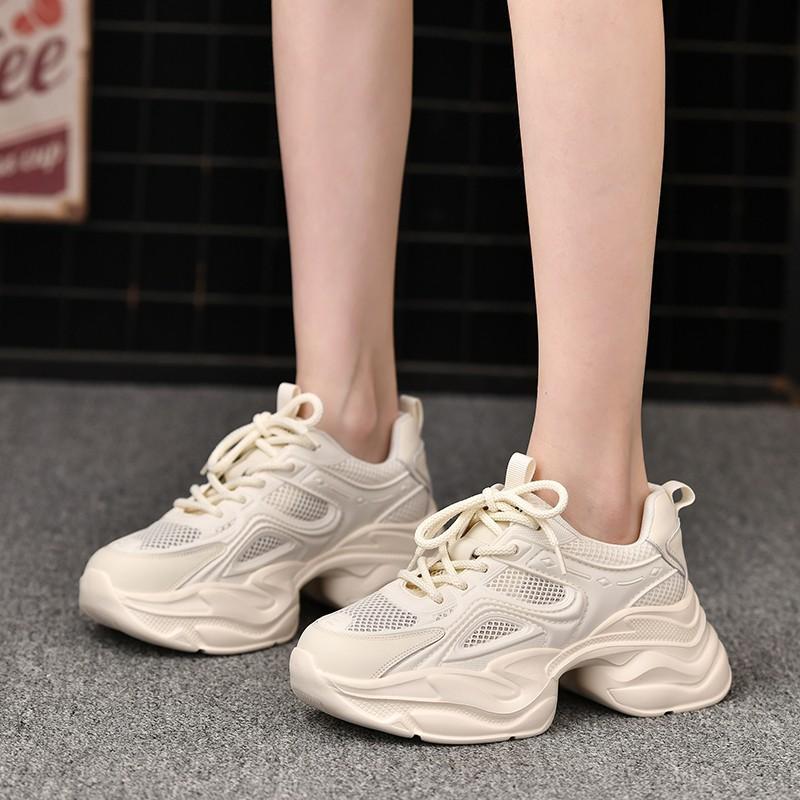 Spring and Summer Lightweight Height-increasing Dad Shoes for Women Breathable Mesh Thick-soled Sports Shoes Breathable Mesh Trendy