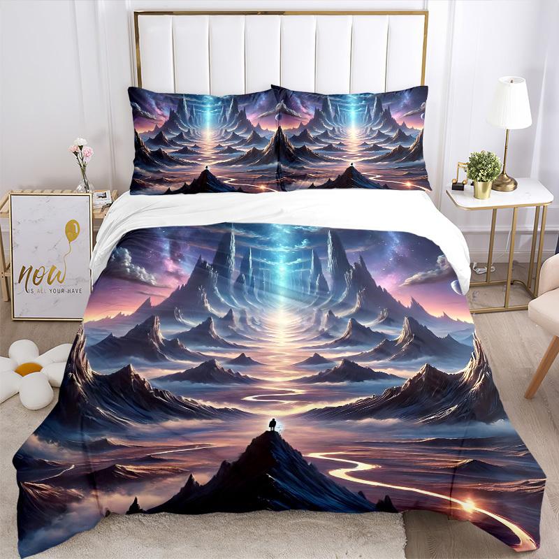 3pcs bedding set Mystical Landscape Includes 1 Comforter + 2 Pillowcases, Without Pillow Inserts, Soft Comfortable, Lightweight Breathable113