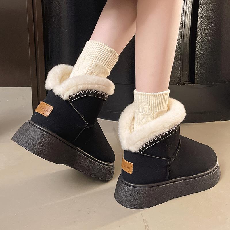 Fashion Slip On Thicken Plush Winter Boots Women Faux Suede Non Slip Platform Snow Boots Woman 2025 Warm Fleece Line Cotton Padded Shoes
