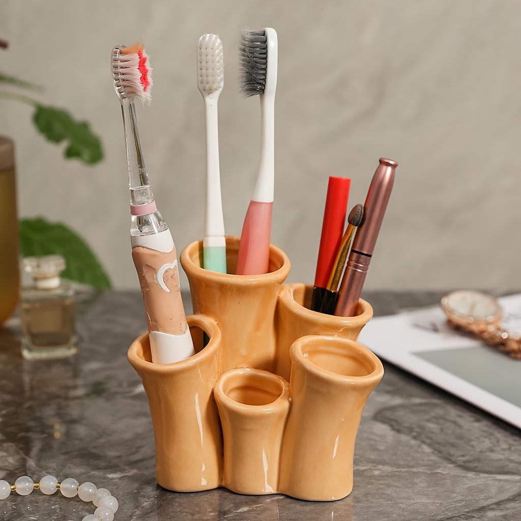 Kreatívny keramický držiak na zubné kefky v tvare morskej koraliny, Organizér na štetce na make-up, Viacpriehradkový úložný box na pult, Dekoratívny držiak na perá