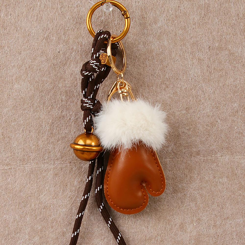 Fashion Leather Plush Gloves New Personalized Cute Creative Woven Rope Bell Pendant Accessories Gifts Bag Charm