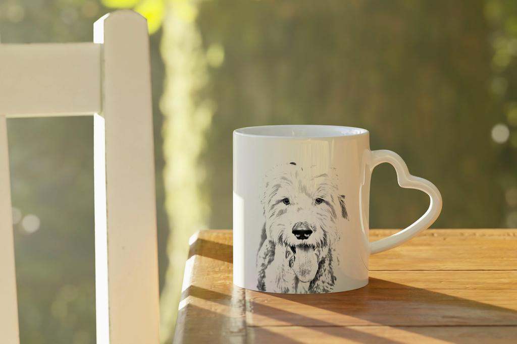 Old English Sheepdog - Cup with a Dog, Adorable Cup with a Heart-shaped Handle, Universal Gift from the Art-Dog Brand