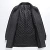 Men's Thickened Woolen Coat with Cotton Padding, Classic Striped Outerwear for Middle-Aged & Elderly, Dad's Style for Autumn/Winter.