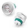 Motorcycle Fuel Tank Cap with Oil Temp Gauge (0-200℃), M20x1.5/M20x2.5, Black/Silver.