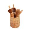 Autumn Rattan Weave Desktop Organizer: Pen Holder & Makeup Storage Box