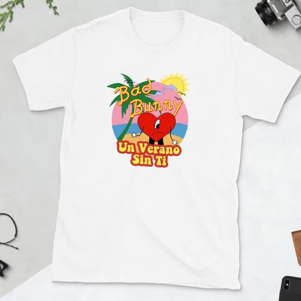 Bad Bunny Vtipný Potisk Harajuku Tričko Ženy Kawaii Vtipné Tričko 2022 Léto Volné Ležérní O-výstřih Pánské Denní Grafická Trička