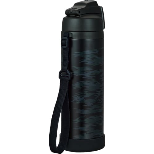 Thermos Water Bottle Vacuum Insulated Sports Bottle with Strap 1L Black Gray Cold Storage Only FJI-1001 BKGY
