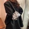 Shiny Fringe Sequin Evening Street Fashion Pu Bucket Bag 2024 New Trendy Chic Drawstring Large Capacity Stylish Handbag