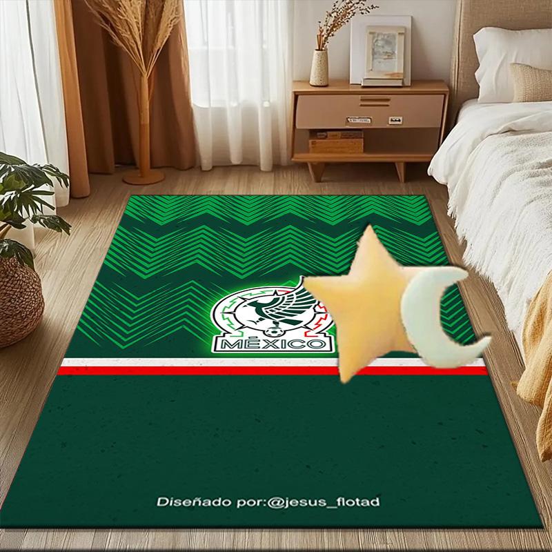Mexico Football Crest Rug Game Carpet, Floor Mat for Bedroom Living Room Entryway Rug, Home Decor Idea Gift for Christmas birthday