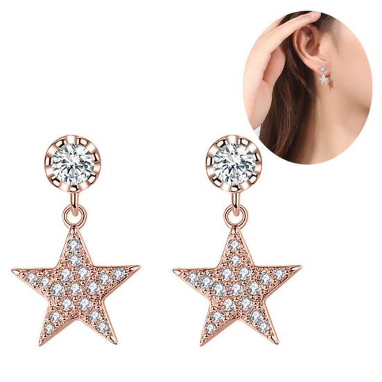 

Women Cubic Zirconia Five Pointed Star Dangle Ear Stud Earrings Jewelry Gift