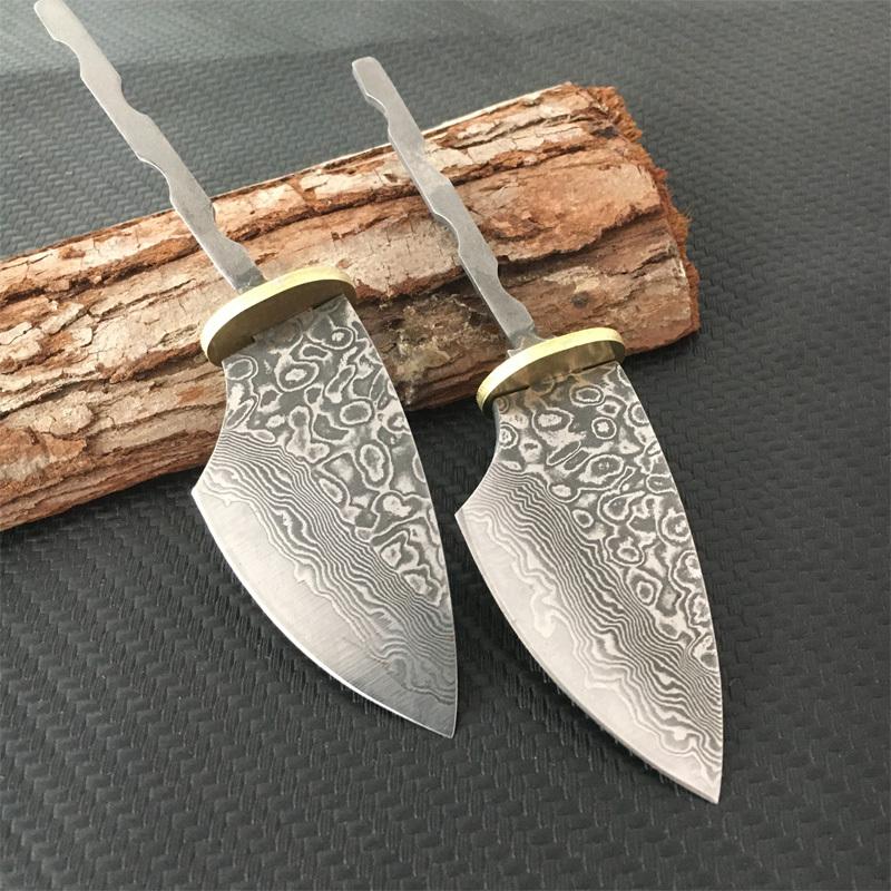 Rosette Damascus Steel Fixed Blade Blanks - Sharp Knife Blanks for Household DIY, Tool Parts & Diy Knife Accessories