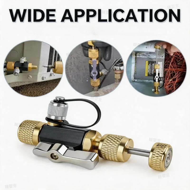 AC Maintenance Valve Core Tool Brass Plastic Ball Valve Magnetic Cover With O-Ring For Fast Refrigerant Evacuation Work
