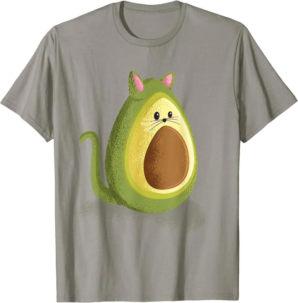 Avocado Cat Lover Kitten T-Shirt Men Clothing Oversized T Shirt Casual Cotton Daily Four Seasons Tees Mens T Shirts