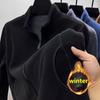 Felpa Uomo Autunno Inverno Taglia Grande con Zip e Collo Alto Manica Lunga Spessa in Pile Colore Unito Larga Casual Giacca