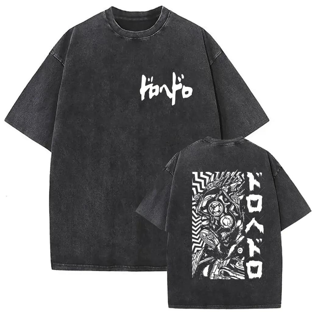 Gewaschenes T-Shirt 2026 Anime Dorohedoro Kaiman Born To Eat Vintage Gewaschenes T-Shirt Herren Damen Mode Gothic Rundhals Oversize T-Shirt Streetwear oversize8