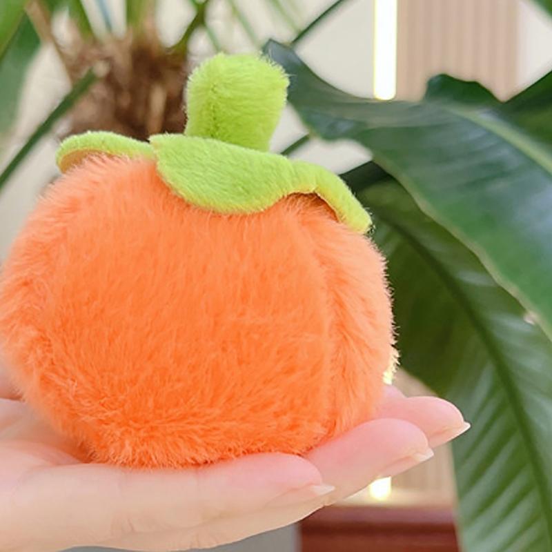 Small Persimmon Fruit Plush Pendant Creative Doll Key Chain School Bag Hanging Gifts Kids Toys