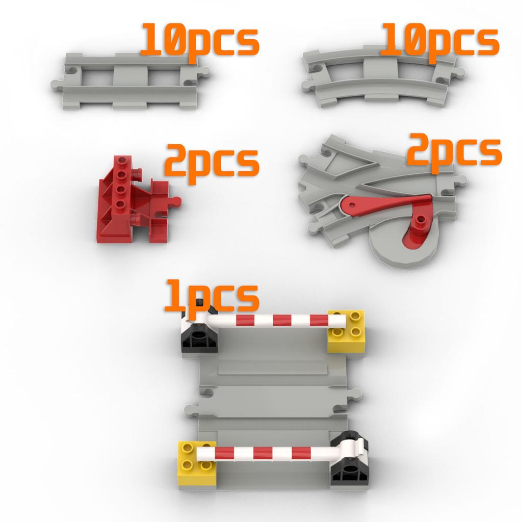 Big Building Block Light Gray Railroad Track Compatible Duplo Trains Parts Kit Platform Curved Track Toy Set For Children'S Gift
