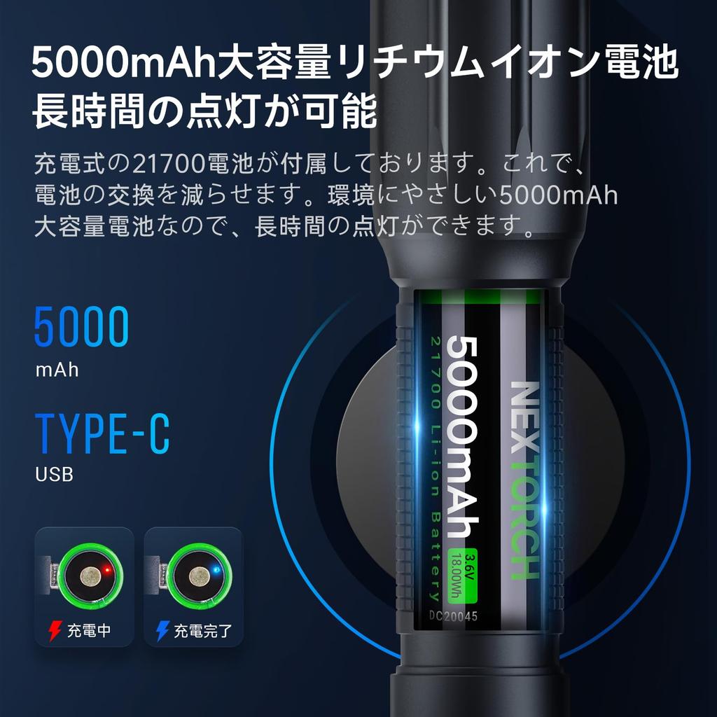 NEXTORCH ta30c max LED Hohe Helligkeit 3000 Leistungsstarke Taktische Taschenlampe mit Vier Stufen IPX8 USB für Katastrophen Stromausfall und im Freien und