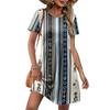 Women's Short Sleeve Floral Print Dress Casual Round Neck Waist Tie Pocket Summer Loose Fit Dress