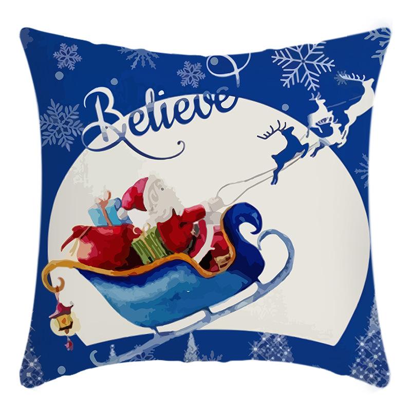 New Christmas Pillowcase Linen Print Snowman Santa Claus House Decoration Festive Pillowcase