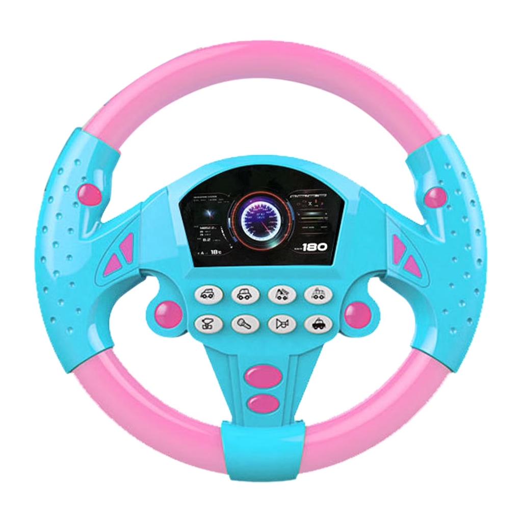 Large Simulation Suction Cup Steering Wheel Toy with Music and Sound Effects for Children Interactive Play Pretend Driving Educational Toy for Kids
