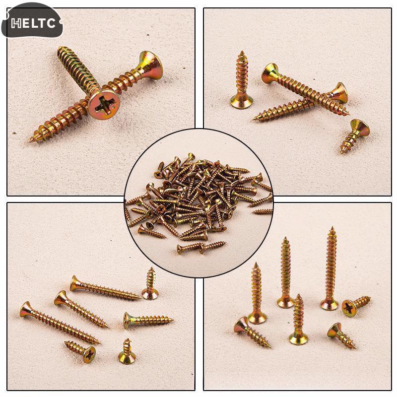 520Pcs M3.5 Countersunk Head Self-Tapping Screws Kit Color Galvanized Screw Set For Woodworking Industrial Home Decoration
