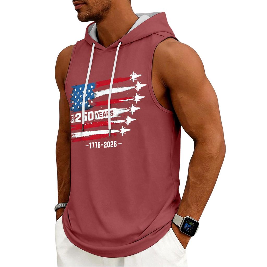 Men's Tank Top Gym Sleeveless Hoodie Shirt Washed Sports Muscle Shirts Fitness Vest With Hood