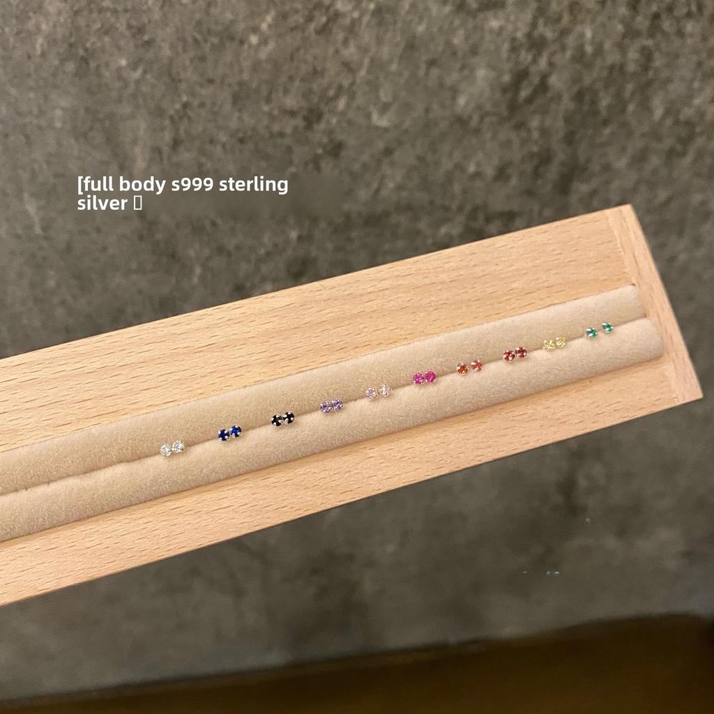 Elegant S999 Sterling Silver Zircon Earrings for Couples: Trendy, Luxurious, and Sophisticated Design