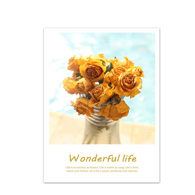 Nordic Minimalist Sunflower Chrysanthemum Posters Prints Wall Art Pictures Wonderful Life Canvas Painting Living Room Home Decor