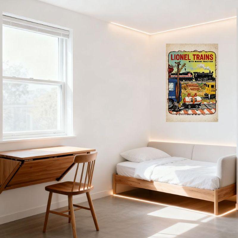 Lionel Trains with Magne Traction Vintage Metal Sign Retro Steam Locomotive Tin Poster for Bar Home Wall Decor 12x16 Inch