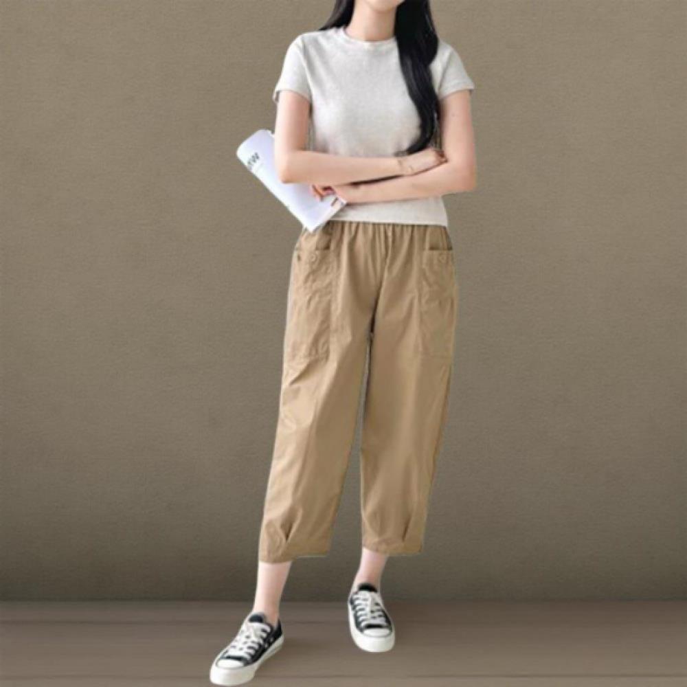 New ArrivalS Open Run Women S CoTTon Large PockeT BuTTon Pin Tuck Banding 3 4 T