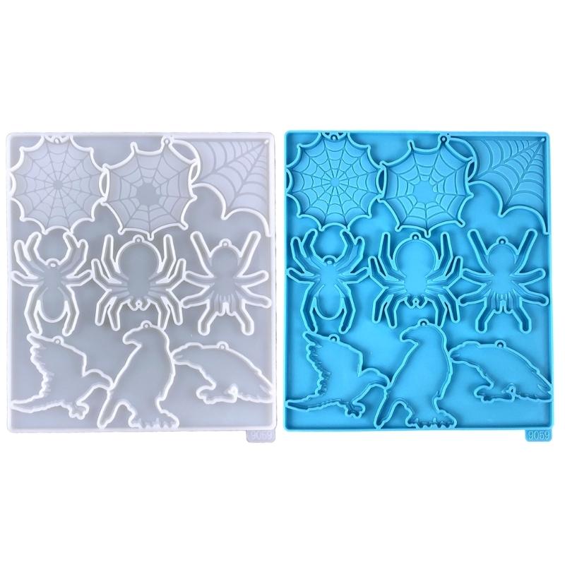 Glossy Silicone Resin Molds Halloween Spiders Keychain Mold DIY Pendant Ornaments Jewelry Epoxy Resin Crafting Mold