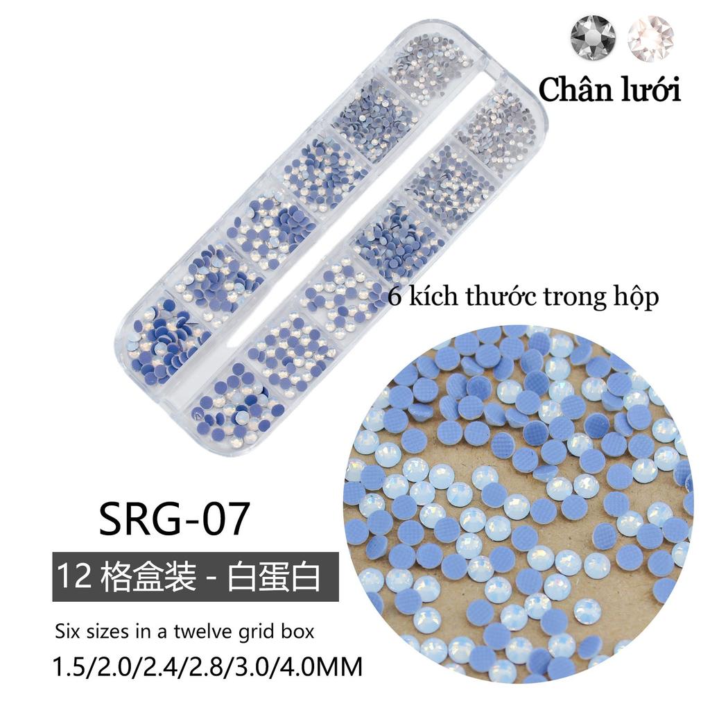 Mesh Bottom 12-Grid Boxed Nail Art Flat Bottom Rhinestone Jewelry Transparent Ab Colored Diamond Crystal Yellow Nail Sticker Diamond Jewelry