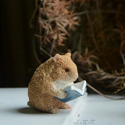 1 Pc Cartoon Hamster Decor Resin Animal Ornament Micro Landscape Simulation Car Dashboard Teacher Gift