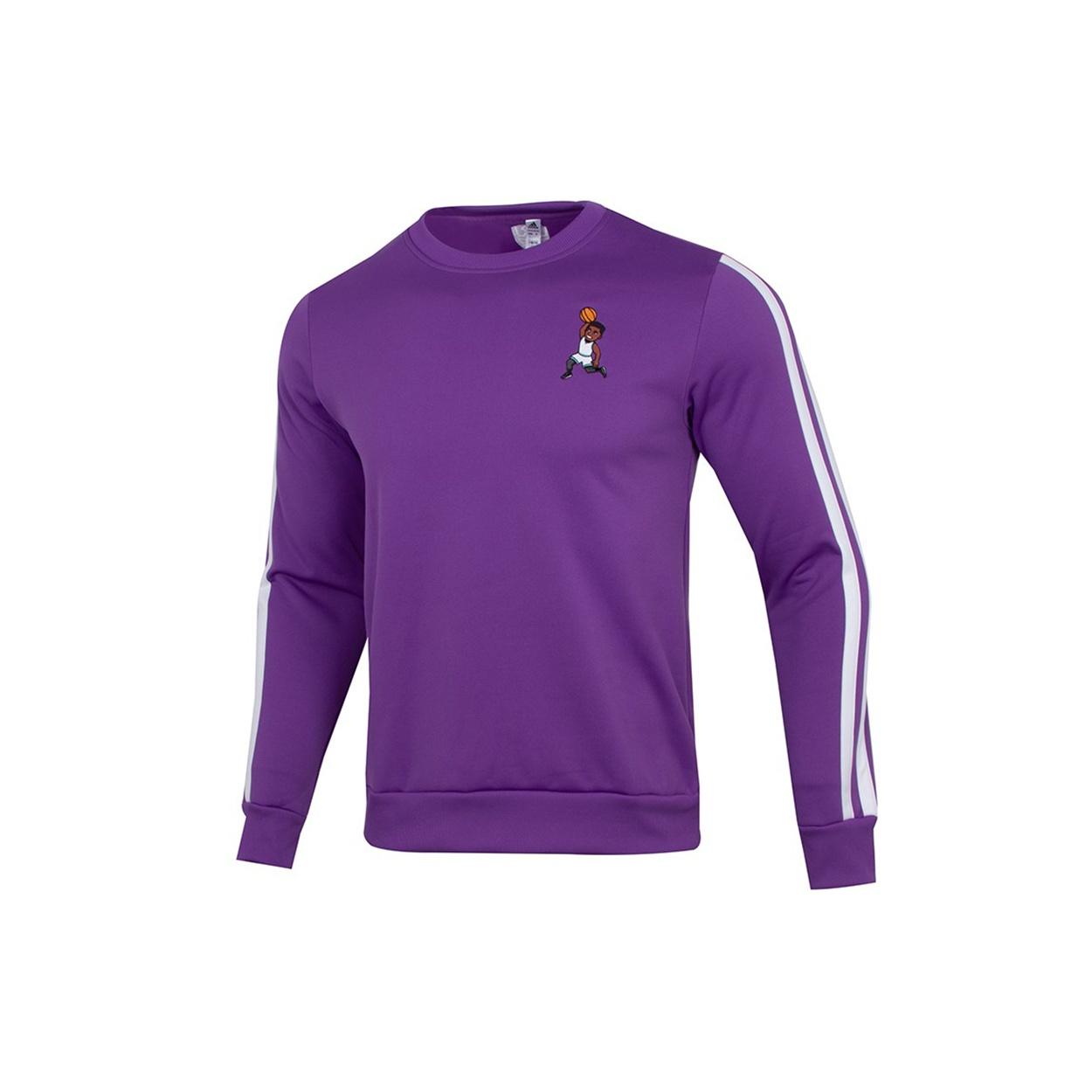 adidas Don Dunk Crew Contrasting Colors Stripe Embroidered Fleece Lined Basketball Sports Purple Men s H43782 M