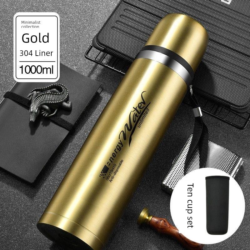Factory Direct Sale of All Stainless Steel Thermos Cups, 304 Stainless Steel Large Capacity Thermos Cup, Outdoor Portable Travel Bullet-Style Thermos