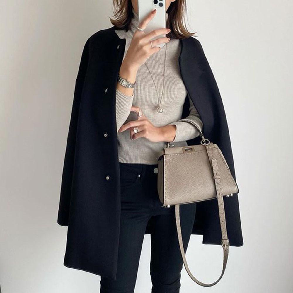 Women's High-Quality Japanese Style Wool Coat - 2024 Autumn/Winter, Solid Color, Long, Straight, Loose Fit